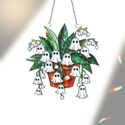 Ghost Lily of the Valley Holographic Suncatcher, Spooky Halloween Window Hanging Decor cff64569-5107-4dcf-acdd-5529bcb9ea72-77.webp
