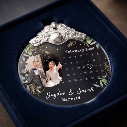 Custom Photo Calendar Married Engaged Wedding Gift - Personalized Glass Ornament With Silver Cap cff7a124-aa10-41cb-8ce9-8b147df44d5d-banner.png