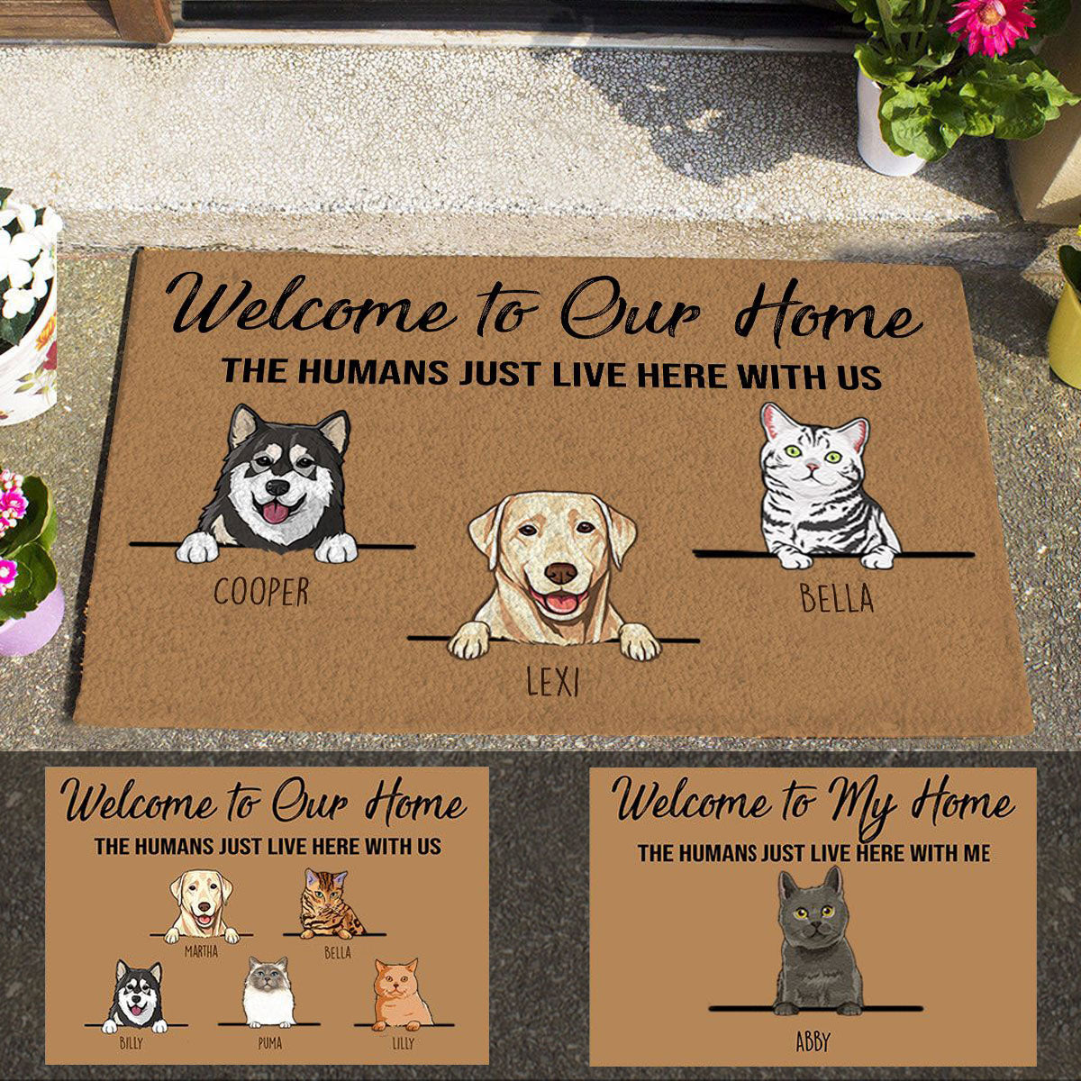 Welcome To My Home Personalized Doormat Gift For Pet Lover cutedogandnaivecatdoormat.jpg