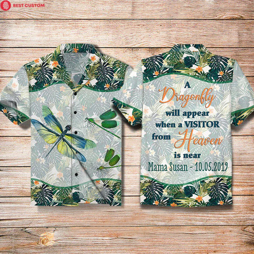 A Dragonfly Will Appear When A Visitor From Heaven Is Near - Personalized All Over Print Hawaiian Shirt - Memorial cx.jpg