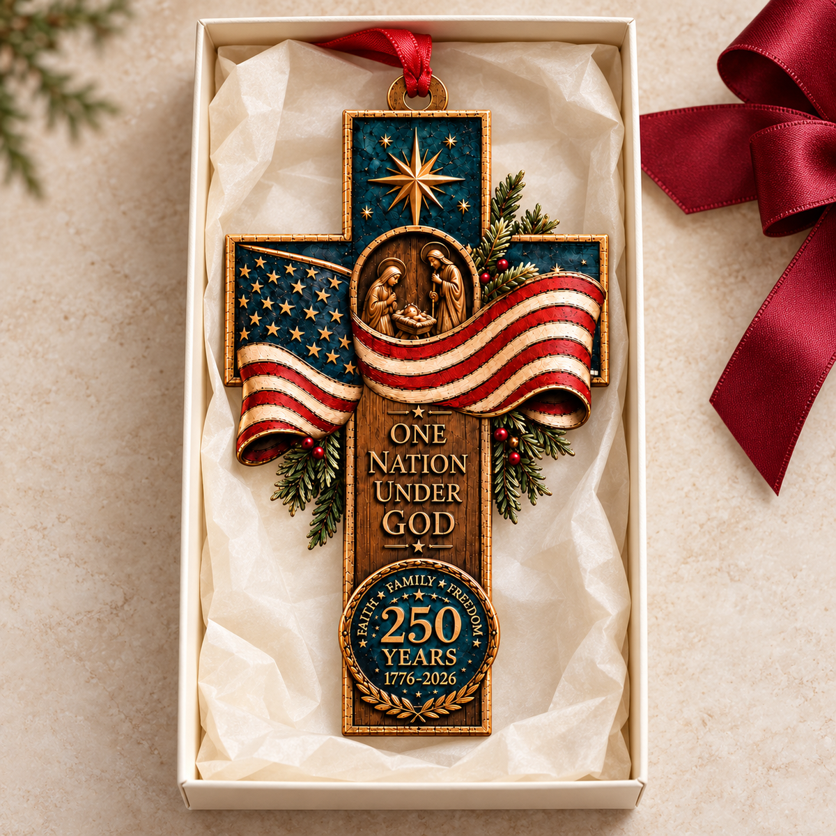 Faith Family Freedom Patriotic Cross Ornament, American Flag 2D Wooden Christmas Decor, One Nation Under God Gift d0c2f92c-a144-4a9b-a80a-2596923c5b34-Th-nh-gi-trong-h-p-qu-ng-1.png