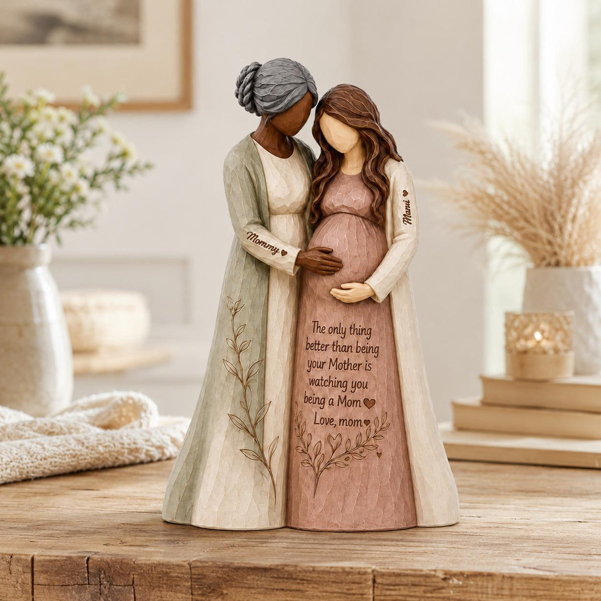 Personalized Mom and Daughter Wooden Block, Pregnancy Announcement Mom To Mom, Expecting Mom Keepsake,Baby Shower Gift from Mom,New Mom Gift d0fb8056-70c6-4fa2-a020-0dd125d8a653-3.jpg