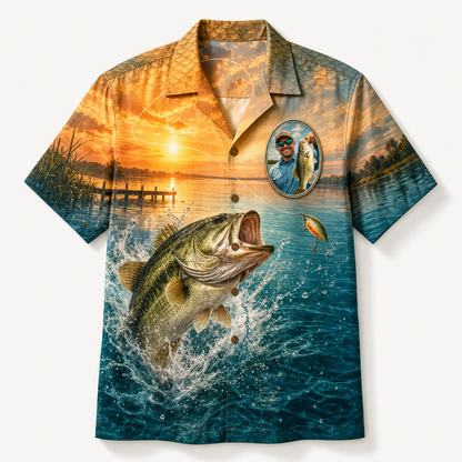 Custom Fisherman Photo Hawaiian Shirt – Leaping Bass Sunset - Personalized Hawaiian Shirt d12b344f-e012-4428-86ec-d3dd15267148.png