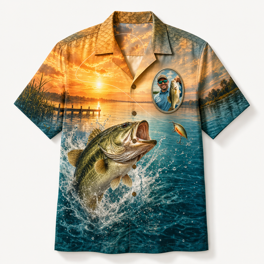 Custom Fisherman Photo Hawaiian Shirt – Leaping Bass Sunset - Personalized Hawaiian Shirt d12b344f-e012-4428-86ec-d3dd15267148.png
