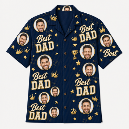 Best Dad Photo Medallion Hawaiian Shirt - Hero
