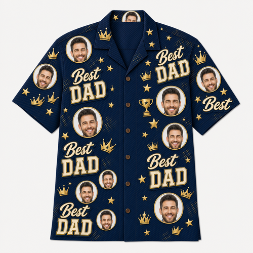 Best Dad Photo Medallion Hawaiian Shirt - Hero