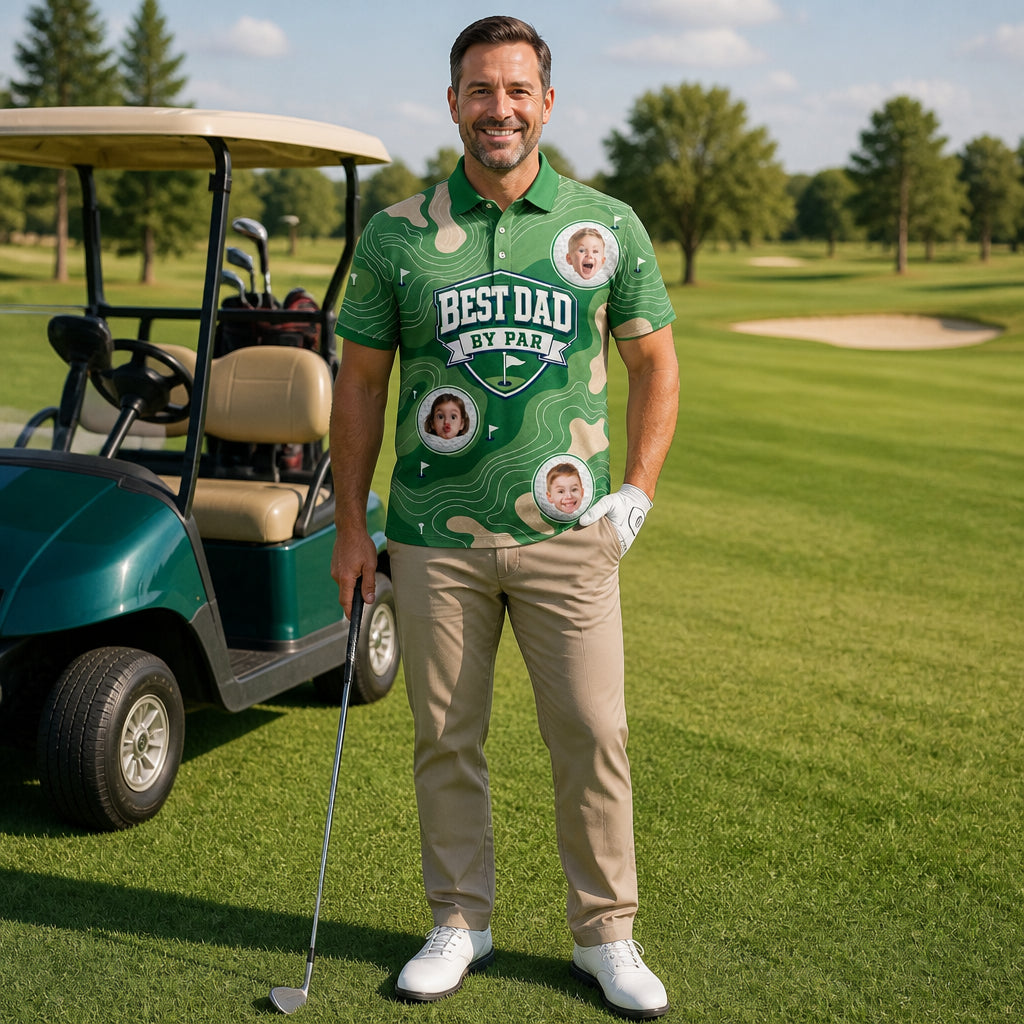 Best Dad by Par Golf Polo — Custom Kids Photo - Lifestyle 2