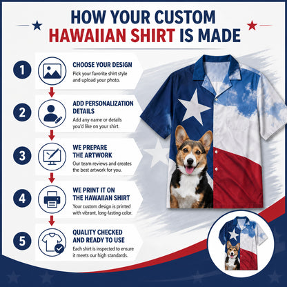 Custom Photo Texas Flag Patriotic Dog Hawaiian Shirt - How to customize