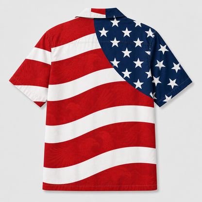 Custom Soldier Photo Patriotic Hawaiian Shirt - Back view