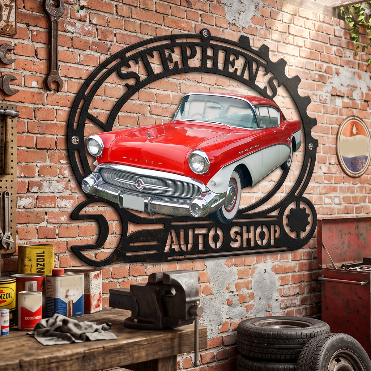 Custom Name Classic Car Garage Decor - Personalized Birthday Gifts For Men, Man Cave, Dad, Grandpa - Garage Life Forever d20b6542-158f-47fa-a970-f609b129d631-4-8-.png