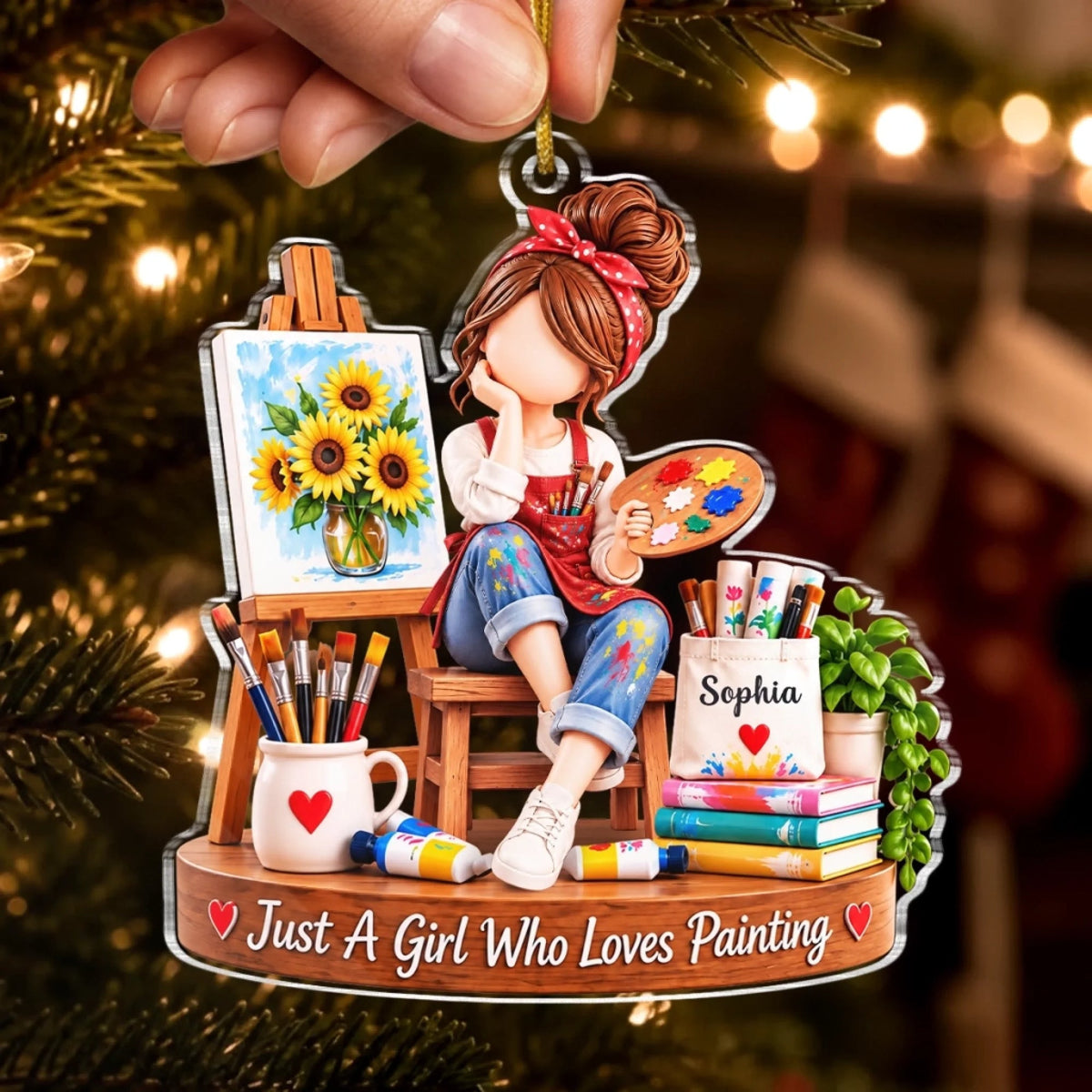 Custom Painting Girl Christmas Gifts for Artists - Personalized Acrylic Ornament - Christmas Gift For Artist, Painting Girls d22b34da-1437-4315-b1ba-d1ab7527bd95-banner-4.jpeg