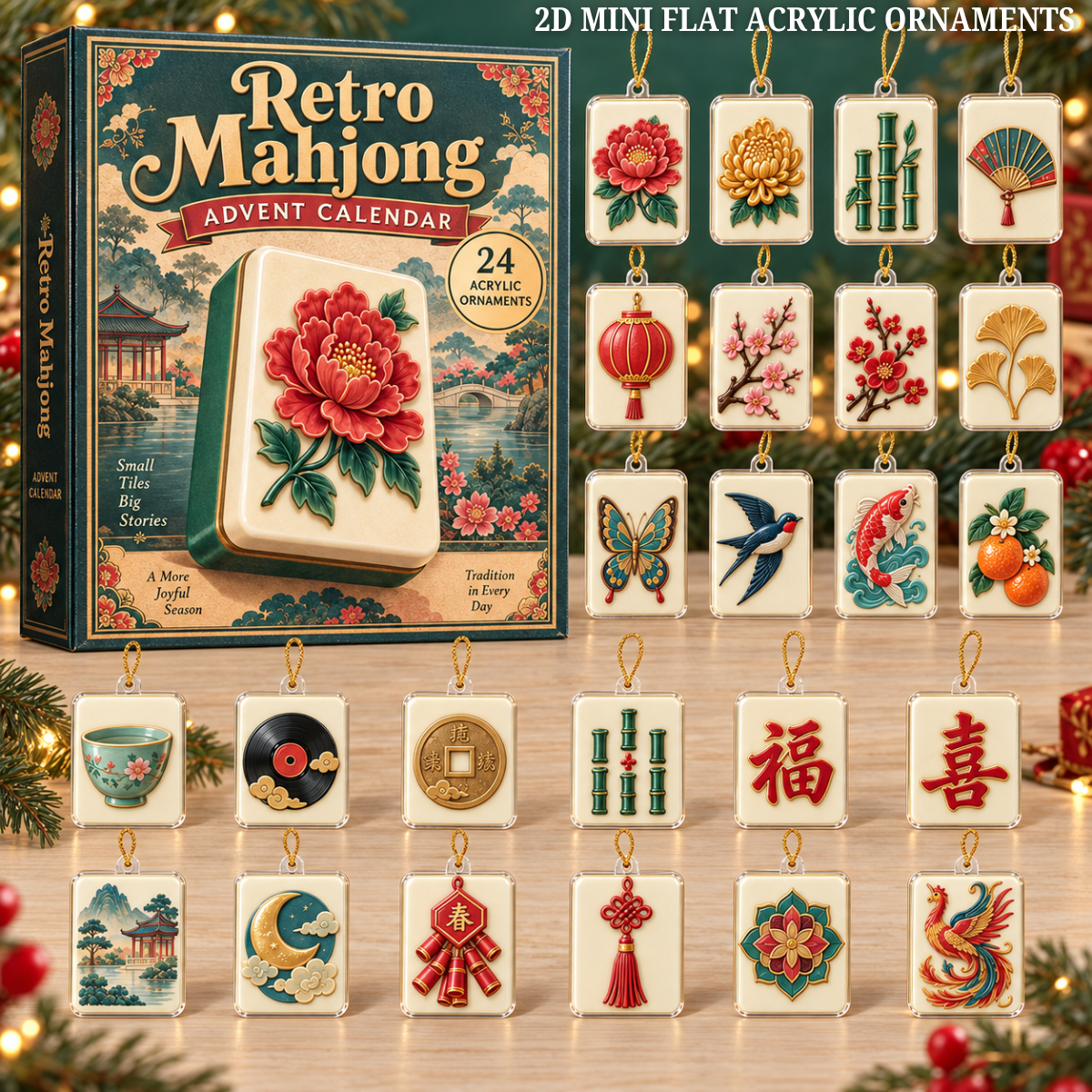 Retro Mahjong Advent Calendar 2026 - 24-Day Festive Countdown, Acrylic Charms Blind Box - Gift For Mahjong Lovers d32f8de9-cf82-481d-8cda-4f7c3cf9e110-mahjong-text.png