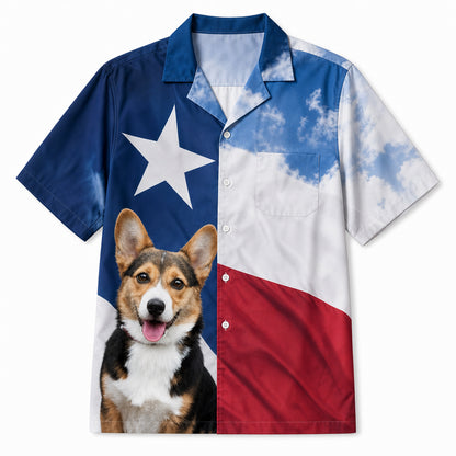 Custom Photo Texas Flag Patriotic Dog Hawaiian Shirt - Hero