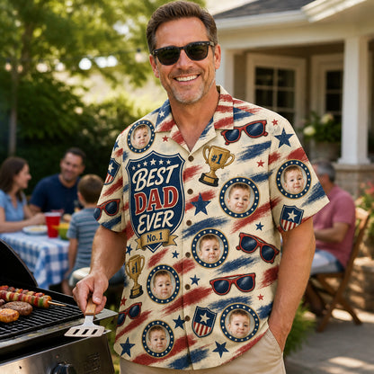 Best Dad Ever Face Medallion Hawaiian Shirt - Lifestyle 2