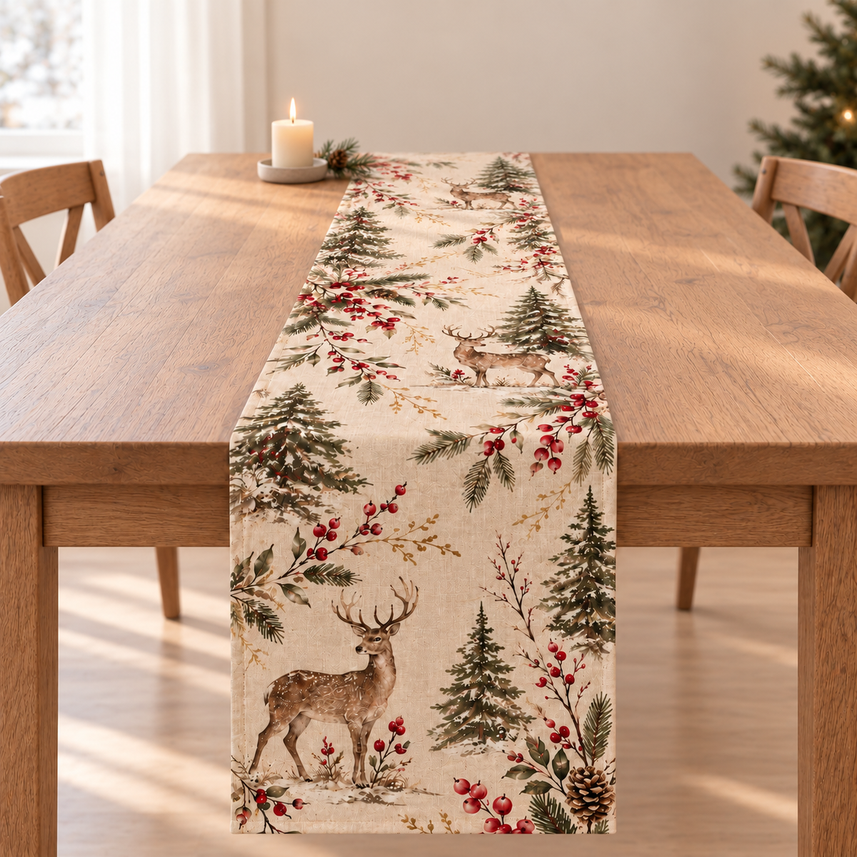 Christmas Table Runner, Woodland Deer Holiday Decor, Botanical Reindeer Runner, Elegant Rustic Christmas Dining Gift d3e0a725-b6be-4234-ac5e-6046ec7c7372-Kh-n-tr-i-b-n-Noel-t-i-gi-n.png