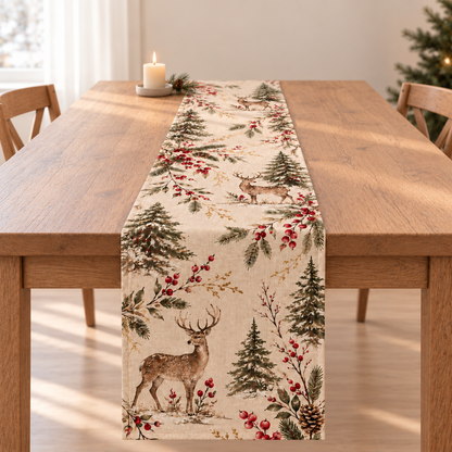 Christmas Table Runner, Woodland Deer Holiday Decor, Botanical Reindeer Runner, Elegant Rustic Christmas Dining Gift d3e0a725-b6be-4234-ac5e-6046ec7c7372-Kh-n-tr-i-b-n-Noel-t-i-gi-n.png