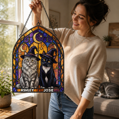 Personalized Halloween Cat Suncatcher – Custom Two Cats Stained Glass Hanging Ornament d3f6ec87-9209-4763-8910-14dfb06edcad-mockup-held-6a7e7373bfc2bb8b000aa5e7.png