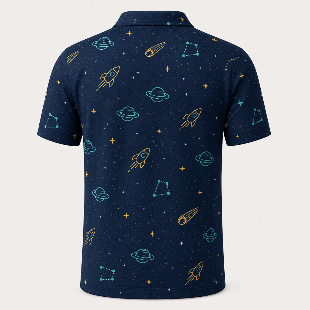 Best Dad in the Galaxy — Kids Photo AOP Polo - Back view
