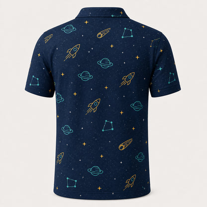 Best Dad in the Galaxy — Kids Photo AOP Polo - Back view