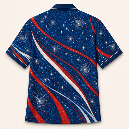 Patriotic Face Pattern Hawaiian Shirt - Back view