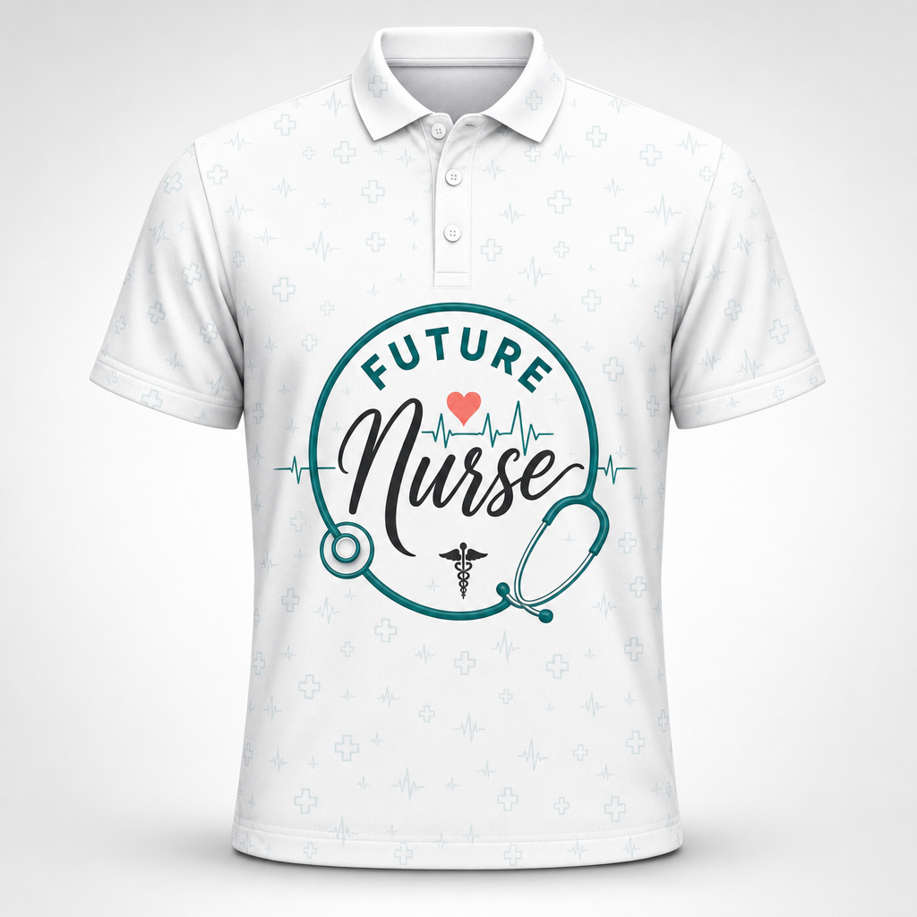 Future Nurse Badge AOP Polo - Polo shirt - All over printed d4da0e69-bbfa-4064-9eb2-cfaaf9823a0a.png