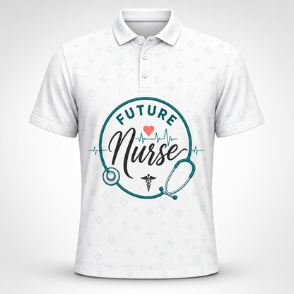 Future Nurse Badge AOP Polo - Polo shirt - All over printed d4da0e69-bbfa-4064-9eb2-cfaaf9823a0a.png