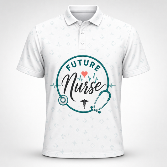 Future Nurse Badge AOP Polo - Polo shirt - All over printed d4da0e69-bbfa-4064-9eb2-cfaaf9823a0a.png