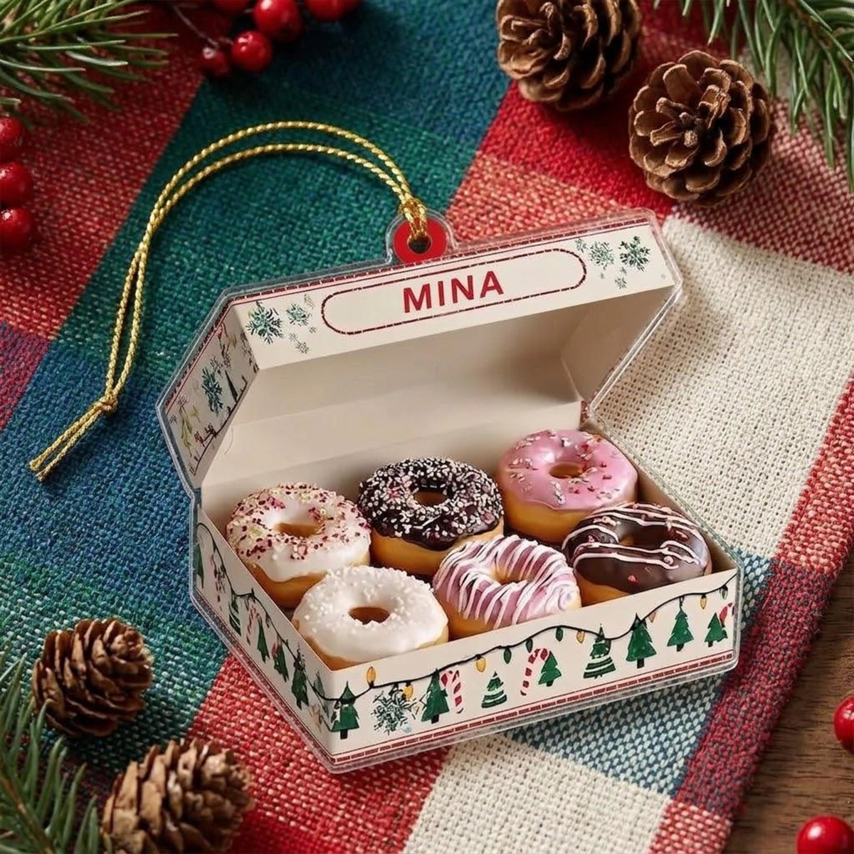 Personalized Donut Box Christmas Ornament, Custom Name Bakery Foodie Keepsake Decor d50fd436-3508-4bb4-b21c-65fb55eb1635-4.jpg