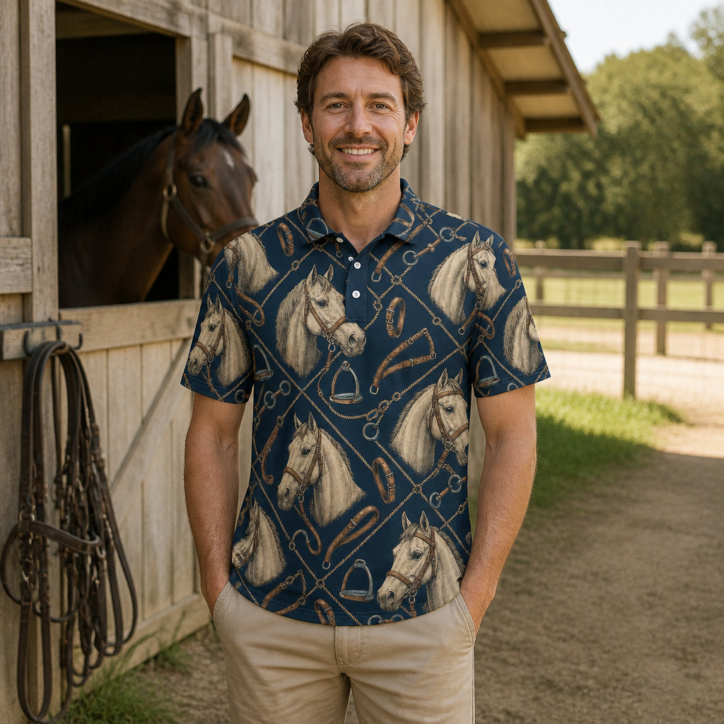 Equestrian Tack Sketch AOP Polo - Polo shirt - All over printed d5126588-8dbf-4fe1-89ea-4ac8632bcdf3.jpg