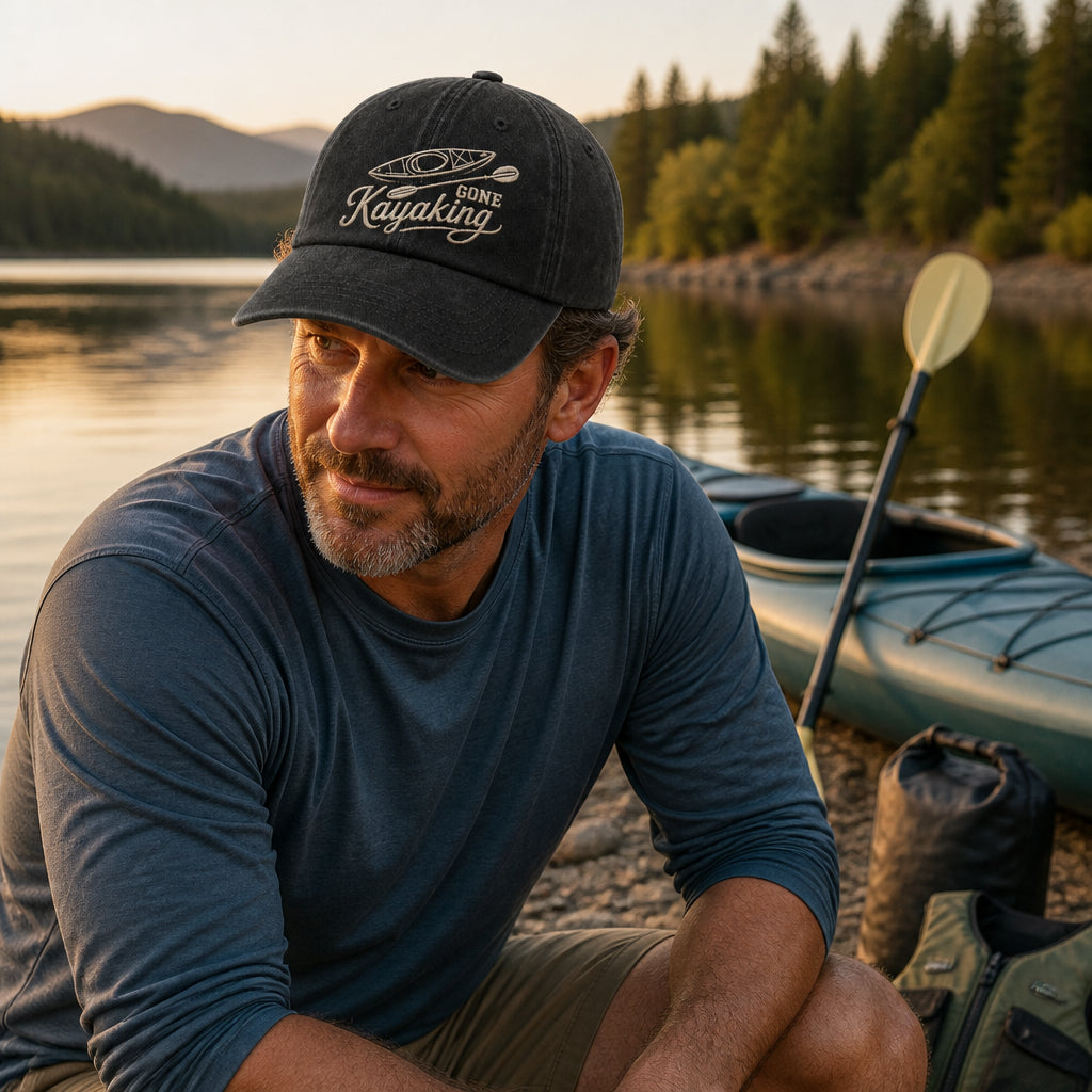 Gone Kayaking Embroidered Dad Cap - Lifestyle 1