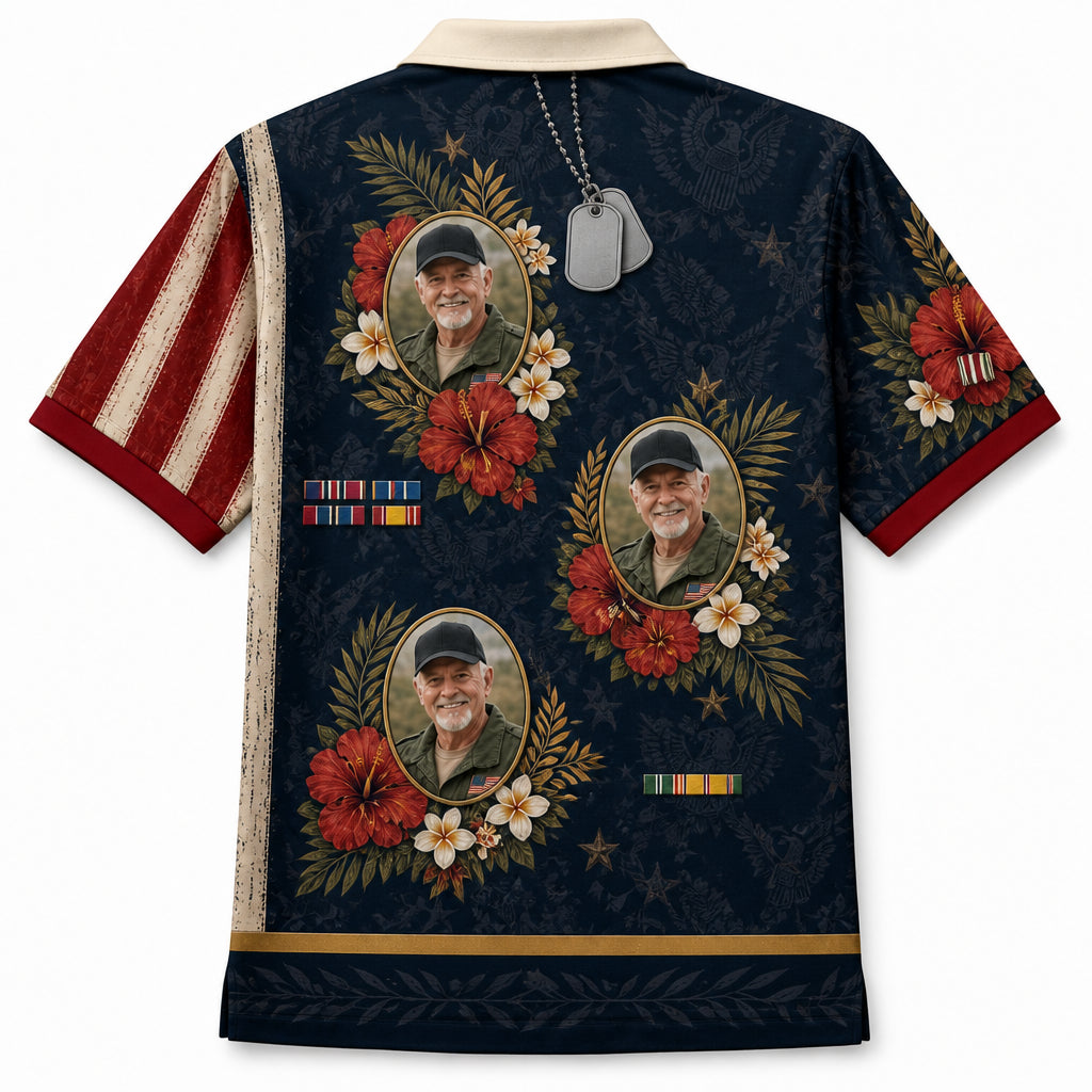 Custom Photo Veterans Hawaiian Shirt - Back view