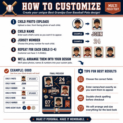 Best Grandpa Ever Baseball Polo - How to customize