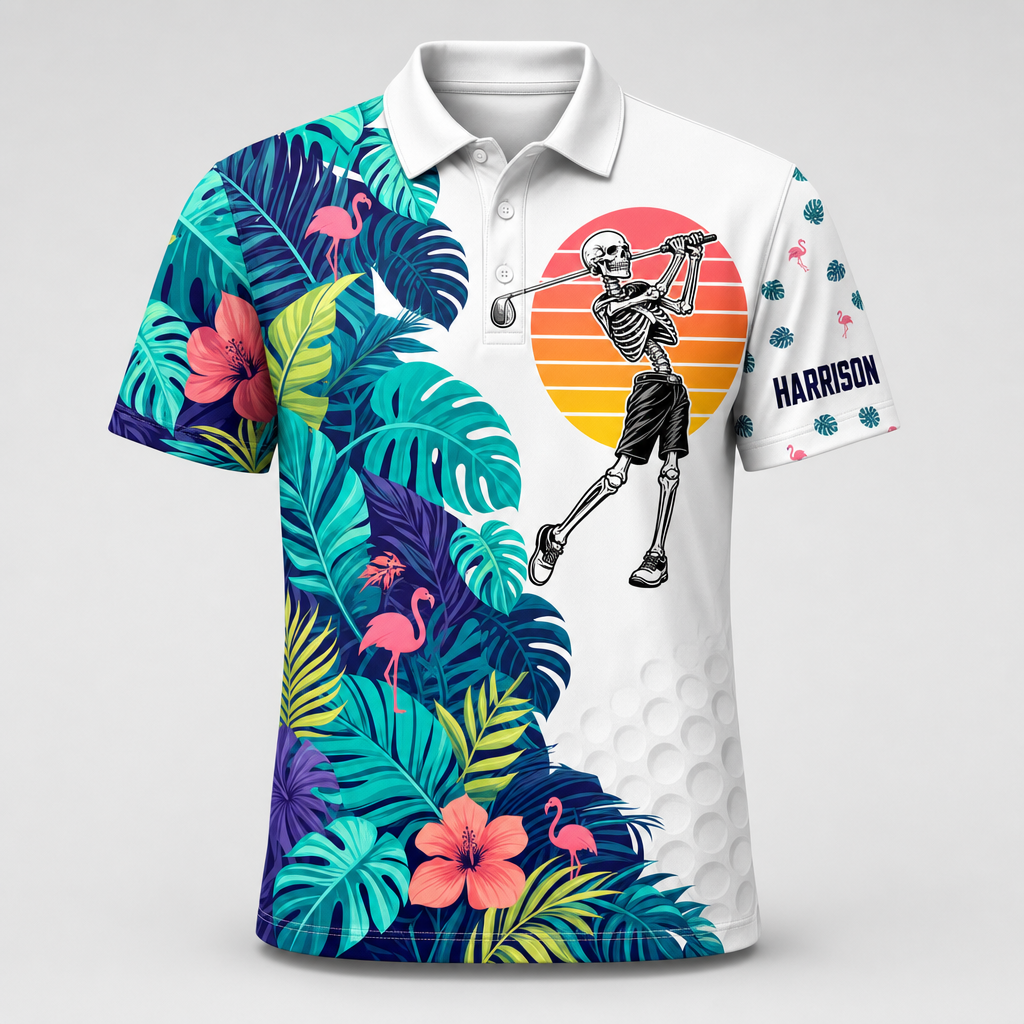 Skeleton Golfer Tropical AOP Polo – Personalized Sleeve - Personalized Polo shirt - All over printed d6d8642f-4561-4fdc-848a-d8baf67f64fc.png
