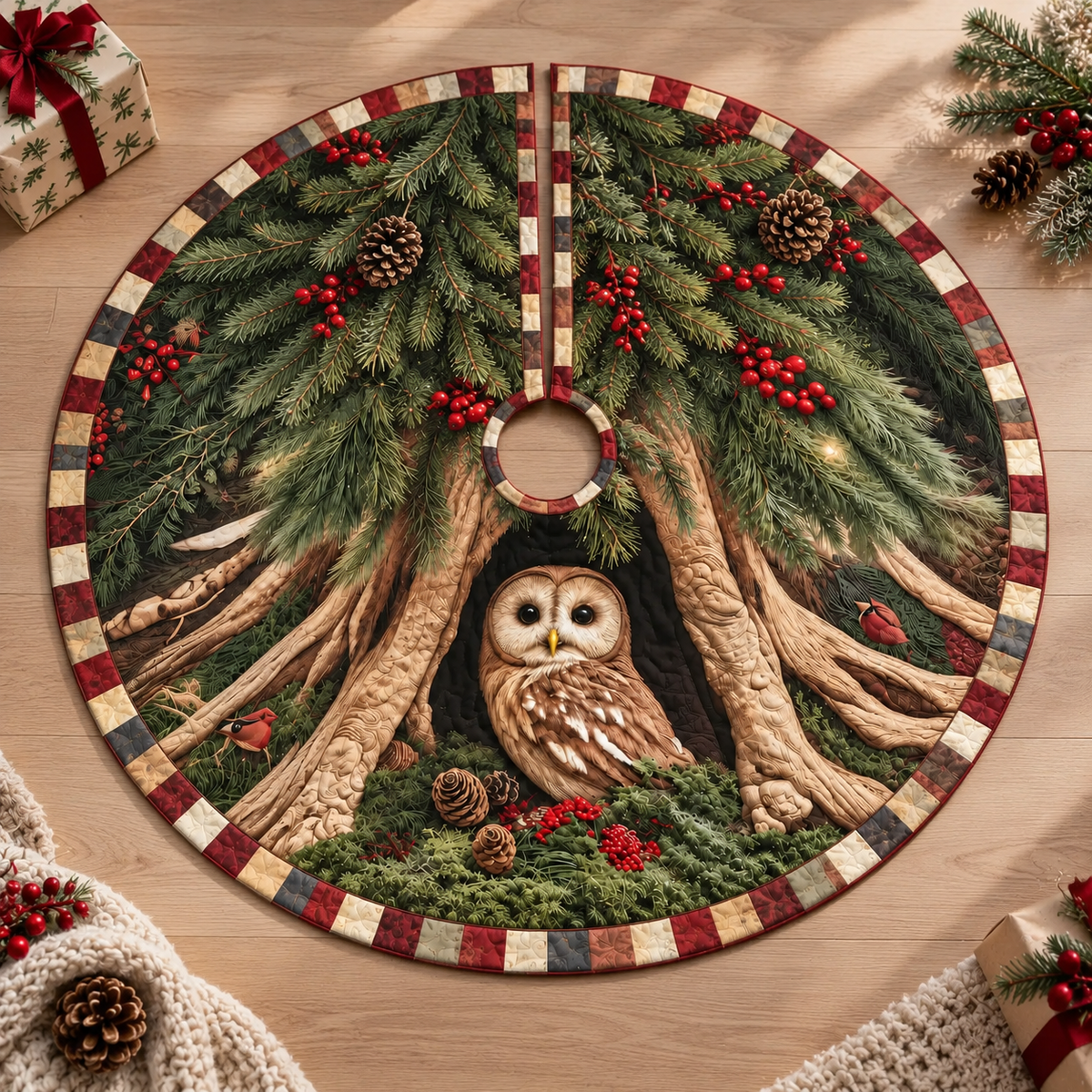 Owl Christmas Tree Skirt, Woodland Forest Tree Skirt, Rustic Christmas Decor, Owl Lover Gift, Nature Inspired Holiday Tree Decor, Gift For Family d7845a10-be7f-46b0-a50b-050f9071388a-r1.png