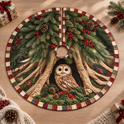 Owl Christmas Tree Skirt, Woodland Forest Tree Skirt, Rustic Christmas Decor, Owl Lover Gift, Nature Inspired Holiday Tree Decor, Gift For Family d7845a10-be7f-46b0-a50b-050f9071388a-r1.png