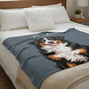 Custom Pet Photo Blanket, Personalized Dog Portrait Blanket