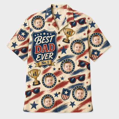 Best Dad Ever Face Medallion Hawaiian Shirt - Hero