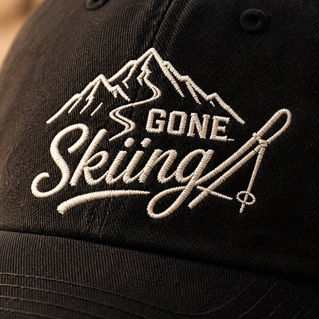 Gone Skiing Embroidered Dad Cap - How it is made