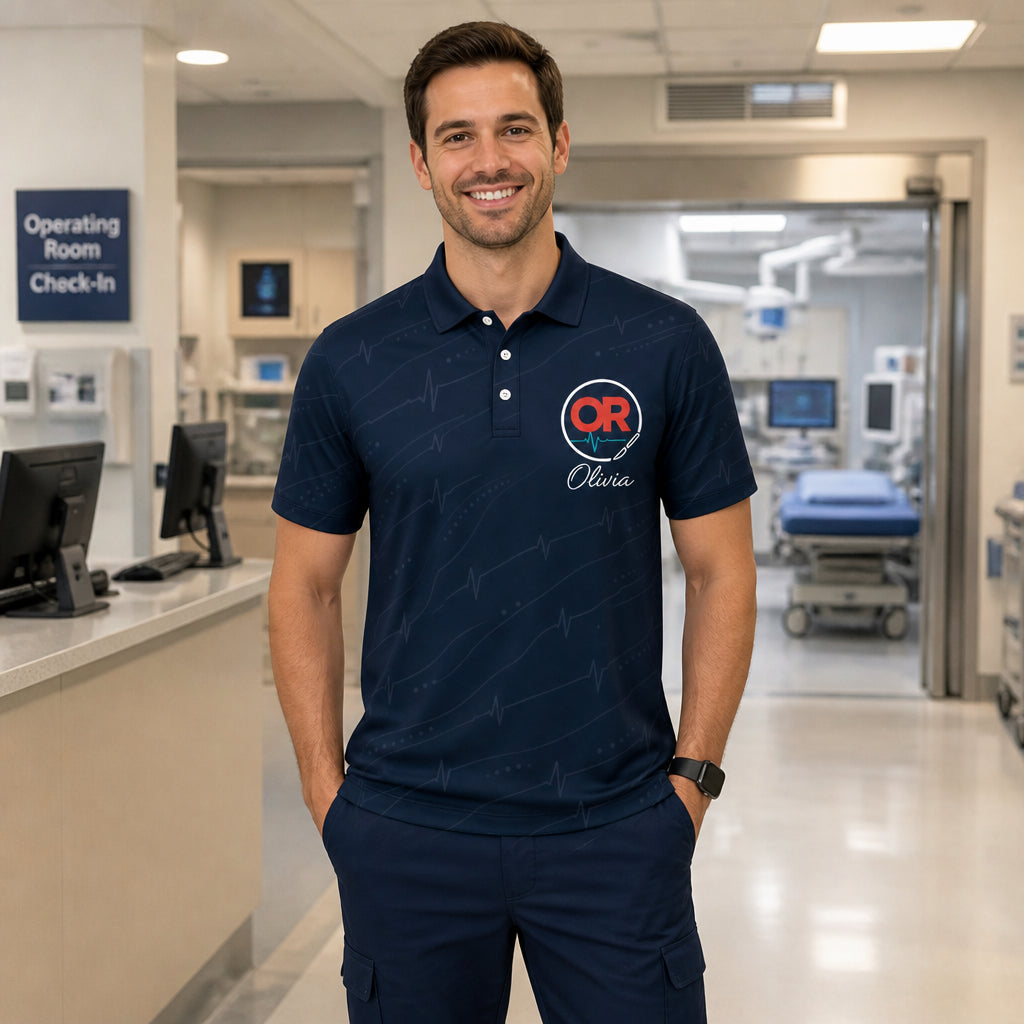 OR Nurse Polo — Monogram Crest with Personalized Name - Personalized Polo shirt - All over printed d8abbabc-5523-49ef-8b05-8b21499f0a7d.jpg