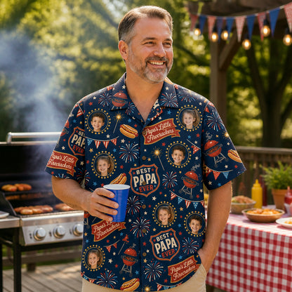 Best Papa Ever Fireworks Face Hawaiian Shirt - Lifestyle 2