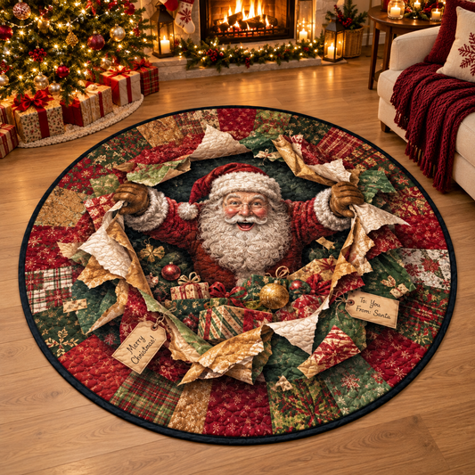 Christmas Quilted Rug, Santa Claus Round Rug, Vintage Patchwork Christmas Rug, Holiday Floor Mat, Festive Santa Home Decor, Xmas Gift d8eaaca4-7c64-4c3f-913f-c5ebf9e9b522-banner-1.png