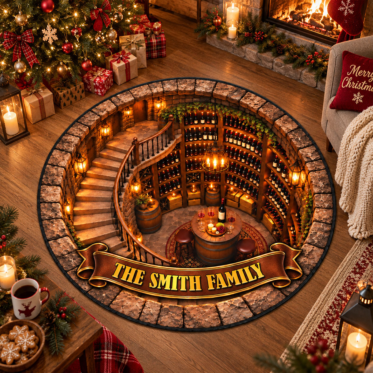 Wine Cellar Fantasy Decor for Wine Lovers Merry Christmas 3D Illusion Quilted Rug - Personalized Quilted Mat db97a82e-8d3c-4e36-bd2e-7c83ebd299e2-5.jpg