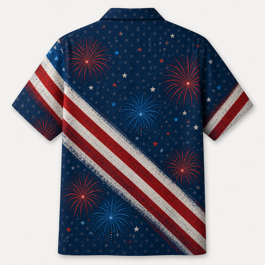 American Cat Dad Photo Hawaiian Shirt - Back view