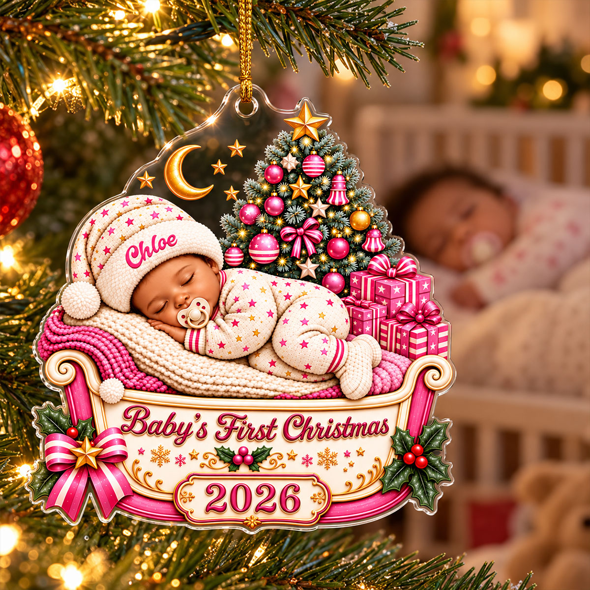 Christmas Dream Baby First Christmas 250th Ornament - Personalized Acrylic Ornament dc33909d-badd-4b24-95a9-4e8e0fc149cc-3.jpg