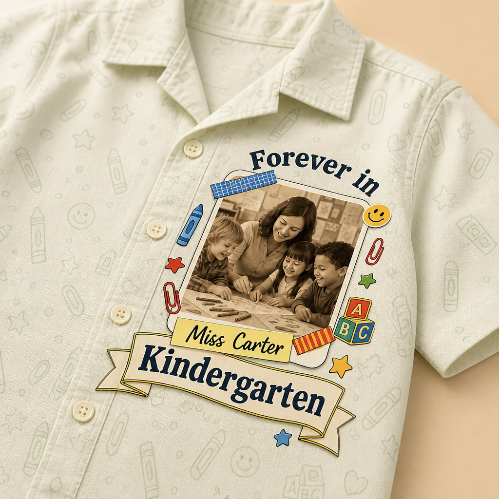 Forever in Kindergarten — Photo + Name Kids AOP Hawaiian - Personalized Hawaiian Kids Shirt - AOP dc7baac1-19c7-48c8-a895-6b5894deedec.jpg