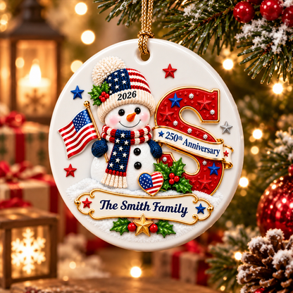 Patriotic Snowman Initial Custom Name - Real 3D Raised Ornament dc959e55-bfbc-44c0-a943-0fdaa345cbe0-1-3-.png