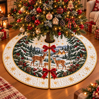 Winter Deer Family Christmas Tree Skirt, Rustic Holiday Decor dc998f37-9483-4dd7-a793-6f15f19857eb-3.jpg