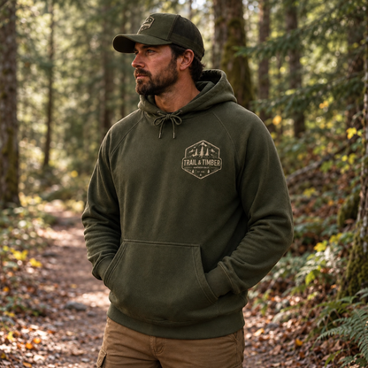 Trail and Timber Mountain Hoodie Outdoor Hiking Sweatshirt Camping Forest Adventure Pullover Wayfinder and Co Gift for Hikers, Unique Gift dca91041-35d0-4719-b434-bab8324c55af-Hoodie-xanh-r-u-tr-n-ng-m-n-2.png