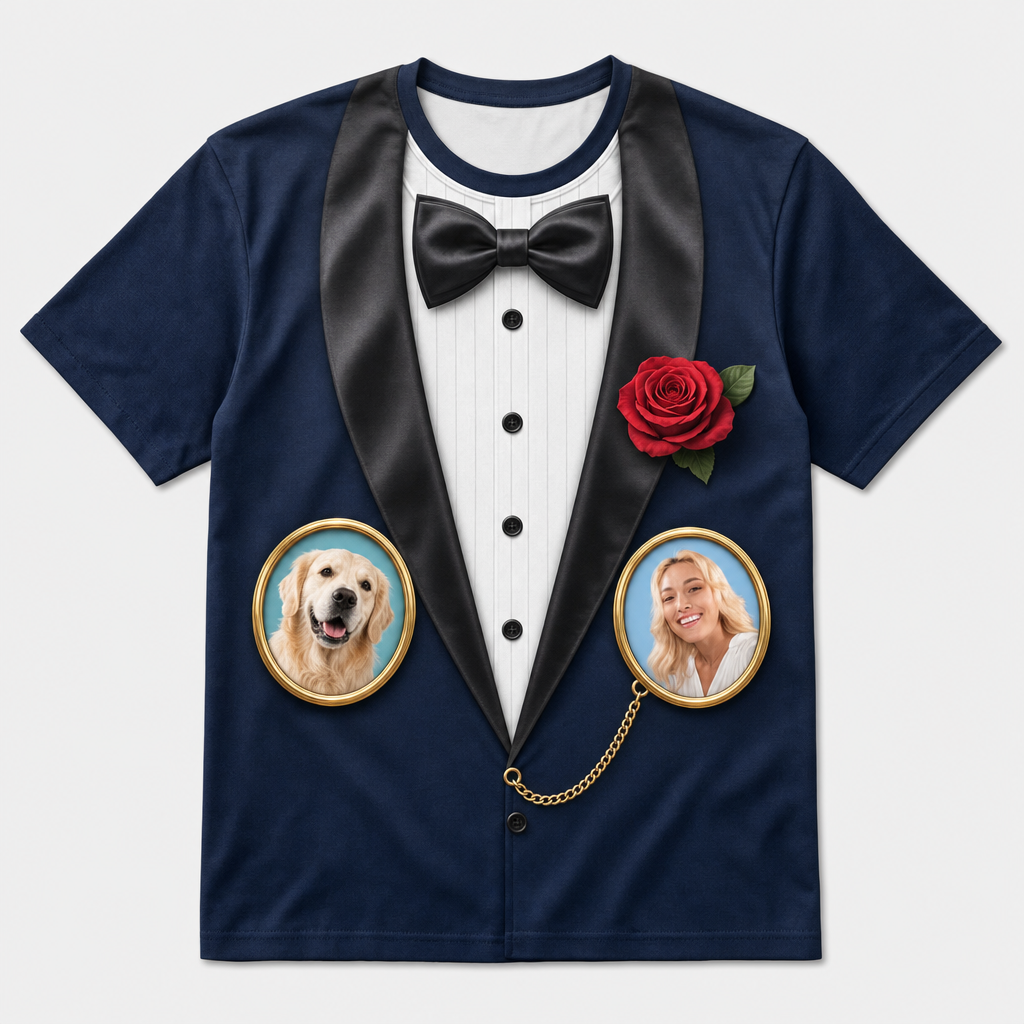 Custom Face Tuxedo Cameo AOP T‑Shirt - Hero