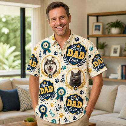 Best Dad Ever Pet Photo Hawaiian Shirt - Lifestyle 1